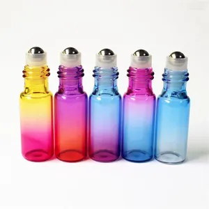 Opslag Flessen 5 Stuks Kleurverloop Roller Ball Fles 10 Ml Essentiële Olie Parfum Cosmetische Verpakking Container Navulling Lege sub-Fles