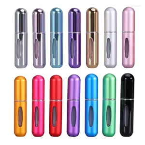 Bouteilles de rangement 5pcs / lot 5 ml Portable Mini Rechargeable Perfume Bottle Conseil d'atomiseur Pompe en aluminium Spray Cosmetic Container Voyage