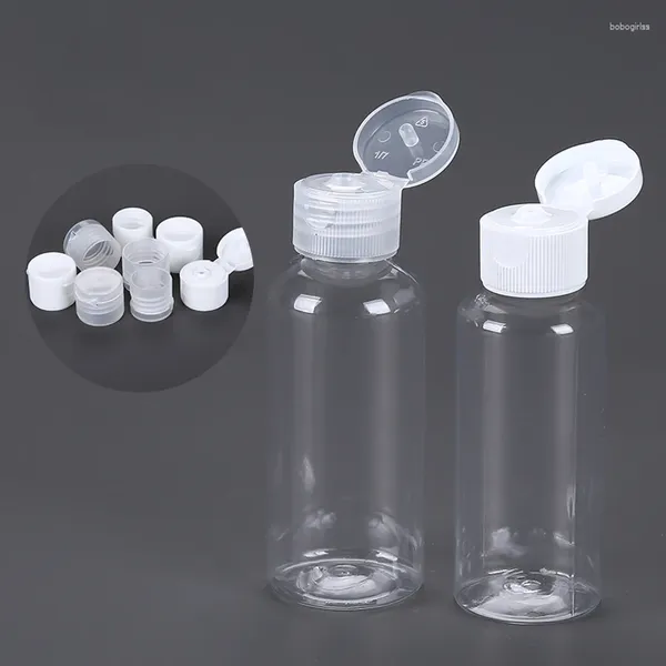 Botellas de almacenamiento 5 piezas/lote Clear Plastic Vacío Recipiente de viaje con tapa Flip Pequeña para líquidos Acondicionador de loción de champú