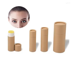 Botellas de almacenamiento 5 unids/lote papel Kraft Push Up tubos de lápiz labial cartón biodegradable cosmético embalaje cilíndrico desodorante de labios