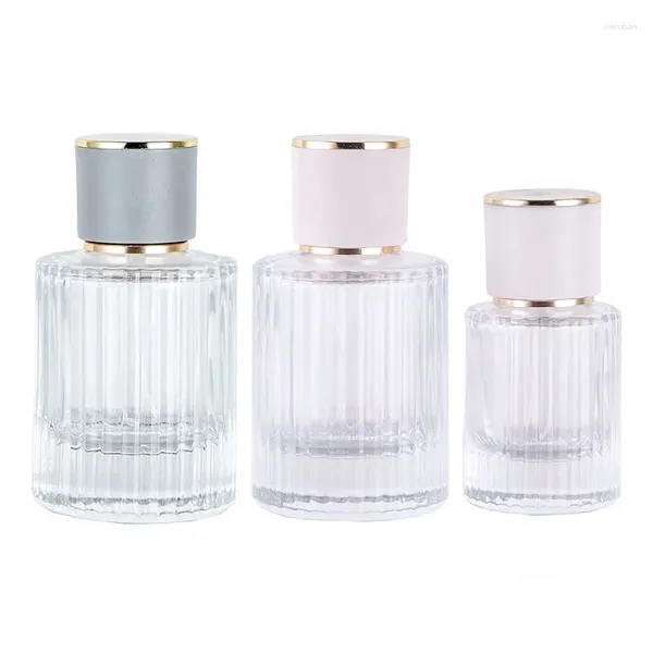 Bouteilles de stockage 5pcs Parfum Atomiseur Recharge Bouteille Pompe À Vis Vide Emballage Cosmétique Clair Rond Fond Épais Verre Spray 30ml 50ml