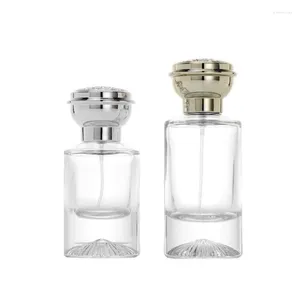 Bouteilles de rangement 5pcs Parfum Rechargeable Bouteille transparente Verre de verre 30 ml 50 ml Luxury Silver Coud Vide Round Cosmetic Cripless Spray