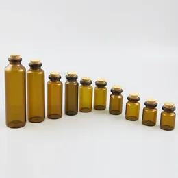 Botellas de almacenamiento 5pcs pequeños vacíos 5 ml 10ml 15ml 20ml 35ml 50ml vaso de vidrio de vidrio ambero