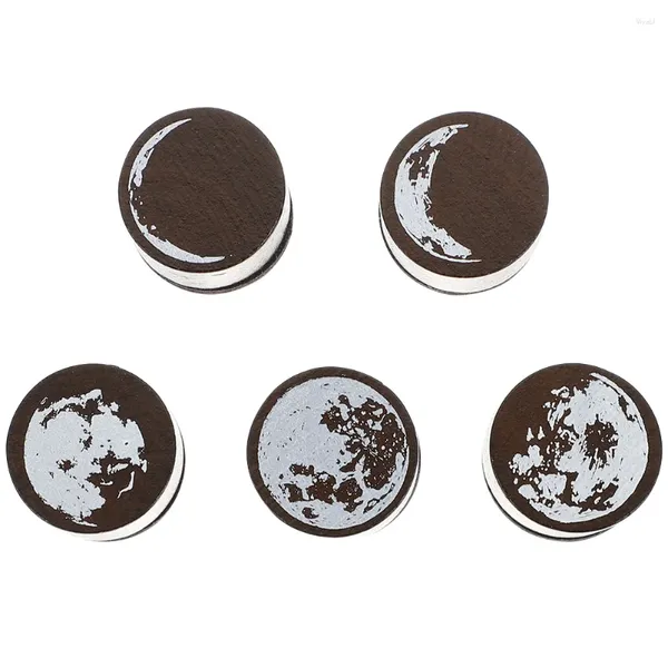 Bouteilles de rangement 5 pièces tampons en caoutchouc en bois tampon de phases de lune décoratif sceau Vintage Style aléatoire
