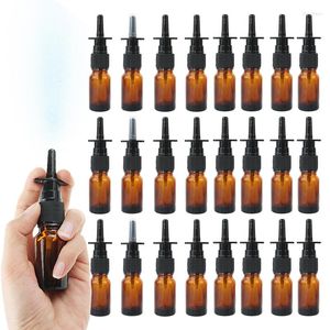 Opslagflessen 6/10/20/50Pack 10 ml Amber Nasal Spray Bottle Glass Neus Mist Sprayer Drukkop Lege Refilleerbare Verstuiver