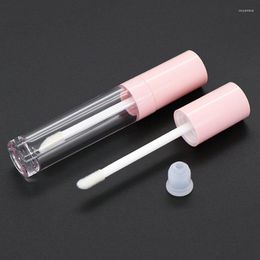 Bouteilles de stockage 6.5ml Tubes de brillant à lèvres rose Vide DIY cylindrique avec baguette Flacons de rouge à lèvres rechargeables Échantillon Distributeur de cosmétiques