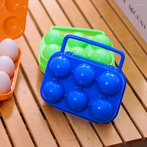 Bouteilles de stockage Boîtes de protection des œufs à 6 grilles Étuis antichocs Réfrigérateur anti-chute Étui à œufs antidérapant avec poignée Fournitures de cuisine