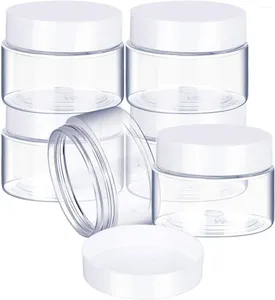 Bouteilles de rangement 6 Emballage 60 ml Récipient transparent blanc avec couvercles petits pots en plastique en plastique