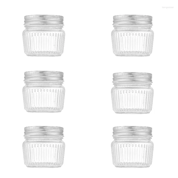 Bouteilles de rangement 6 packs de verre en verre maçon en conserve 5oz jelly avec plats de la nourriture en métal sécurisé les couvercles miel de mariage de mariage douche d'épice diy