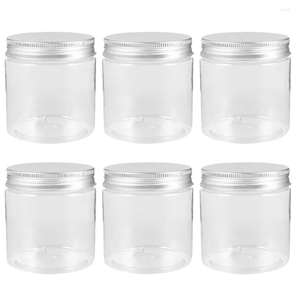 Bouteilles de stockage 6 pièces couvercle en aluminium récipient en plastique transparent peut ménage jouet Portable nourriture en conserve bonbons animal de compagnie Mini bébé