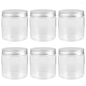 Bouteilles de rangement 6 pcs pots de maçon couvercle en aluminium limpeurs en verre contenant du support alimentaire collation multifonctionnelle salade portable peut