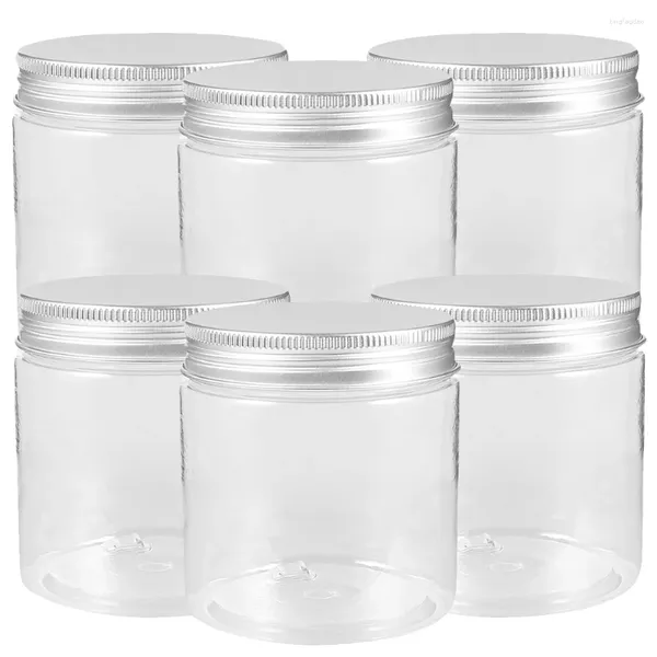 Bouteilles de stockage 6 pièces couvercle en aluminium Mason pots ménage verre appât bouteille ménage conteneurs salade peut en plastique alimentaire Portable Pot avec