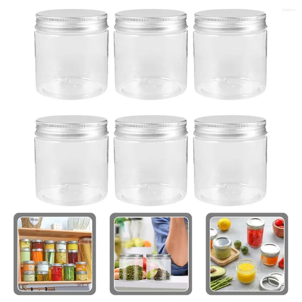 Botellas de almacenamiento 6 PCS Tapa de aluminio Tarros de vidrio Jalea de frutas Mini Alimentos Dulces Contenedor portátil con tapas Sellado Bebé