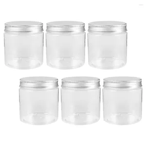 Opslagflessen 6 stuks Doorzichtige Mason Jar Container Voedselcontainers Met Deksels Salade Aluminiumlegering