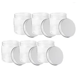 Bouteilles de stockage 6 pcs bocal en verre clair Mason conteneur alimentaire conteneurs avec couvercles l'animal de compagnie