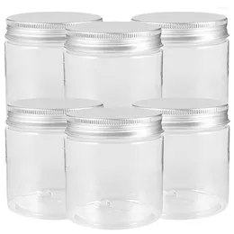 Bouteilles de stockage 6 pièces bocal en verre récipient alimentaire en plastique transparent boîte à salade Mason couvercle en aluminium couvercles pour animaux de compagnie bonbons bébé