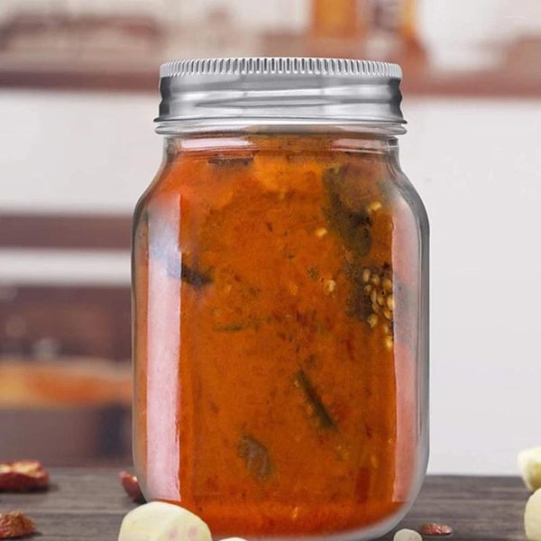 Botellas de almacenamiento 6 PCS Mason Jar Hermético Recipiente de cocina Vidrio con tapas Multifunción