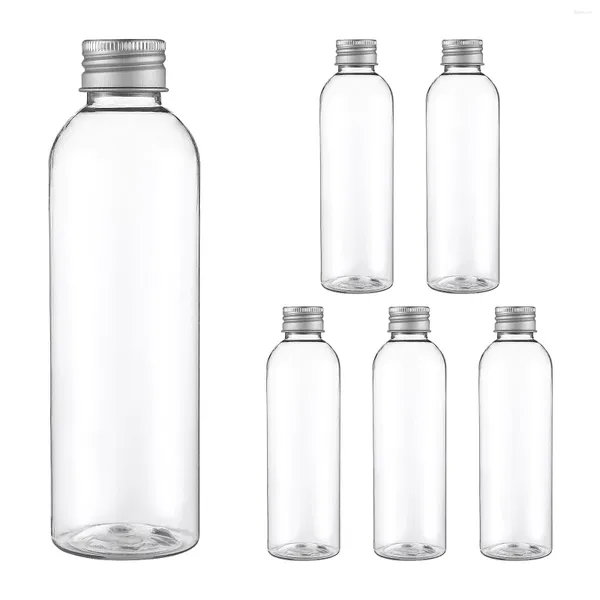 Botellas de almacenamiento 6 PCS Plástico Claro Champú Tapas recargables Acondicionador Jugo Tubo de viaje vacío Jabón y dispensador