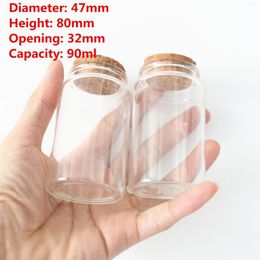 Bouteilles de stockage 6 pièces/ensemble 31 47 80mm 90ml bouteille en verre avec Tube à essai en liège petits conteneurs petits bocaux flacon à bouchon d'épices