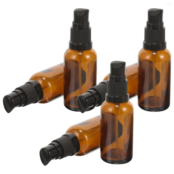 Botellas de almacenamiento 6 PCS Spray Aceite esencial Vidrio pequeño con bomba Líquido Contenedores de viaje Loción a prueba de fugas