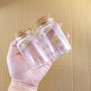 Botellas de almacenamiento 6 piezas 47 70 mm 80 ml Tapón de botella de vidrio de corcho Contenedores de tarros picantes Frascos de especias Viales DIY Craft