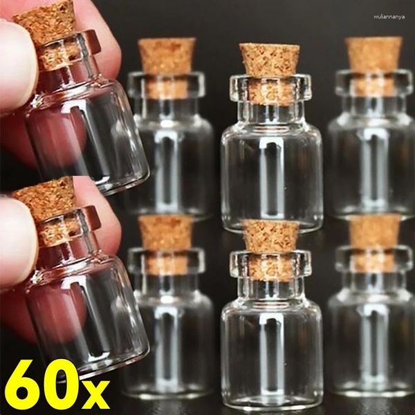 Bouteilles de stockage 60/10 pièces Mini verre transparent avec bouchon en liège bouteille de Message vide épice bricolage souhaitant des cadeaux à la dérive