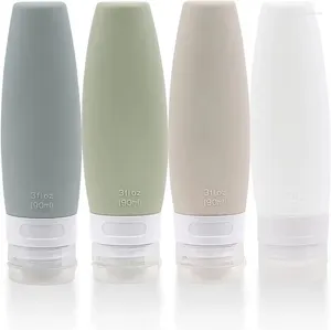 Bouteilles de stockage 60/90ml bouteille de voyage en Silicone Portable 2/3/4 pièces liquide vide rechargeable emballage Lotion Points shampooing conteneur crème voyage