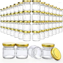 Botellas de almacenamiento Paquete de 60 Frascos de vidrio pequeños con tapas 1.5 Oz Mini Tarro de vela de miel para hacer regalos Manualidades Especias Boda