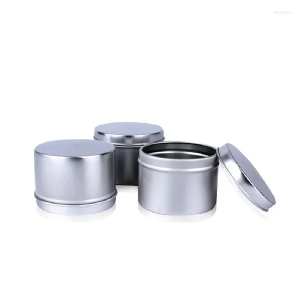 Bouteilles de stockage Boîtes en aluminium de 60 ml Pots de thé de fleurs vides Boîte en métal en étain Pots de crème cosmétique 60g Argent Accessoire Emballage Conteneurs de bougies