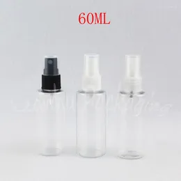 Bouteilles de stockage 60ML Transparent épaule plate bouteille en plastique 60CC Toner/eau portable emballage de voyage récipient cosmétique vide