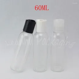 Bouteilles de rangement 60 ml de bouteille en plastique transparent Capuchage supérieur 60cc Contage cosmétique vide Shampooing / Lotion Emballage (50 pc / lot)