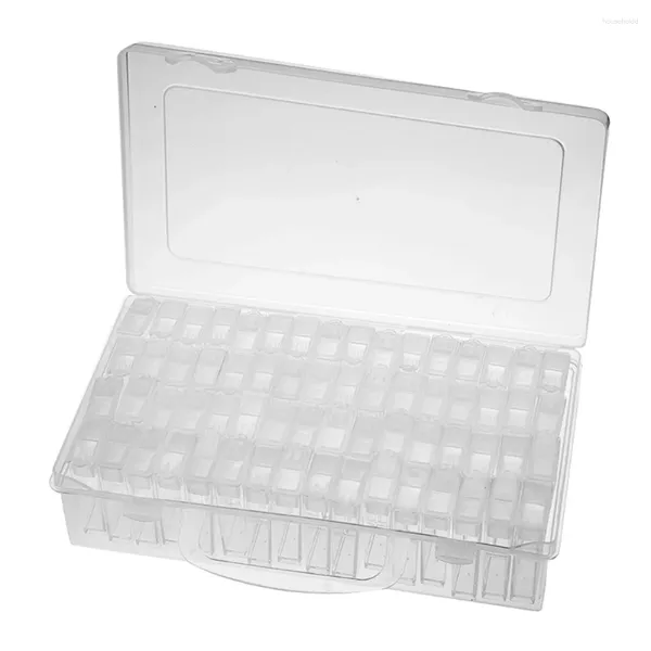 Bouteilles de rangement 64 fentes, boîte de support de perles en plastique transparent pour outils de manucure Nail Art, présentoir de bijoux, organisateur