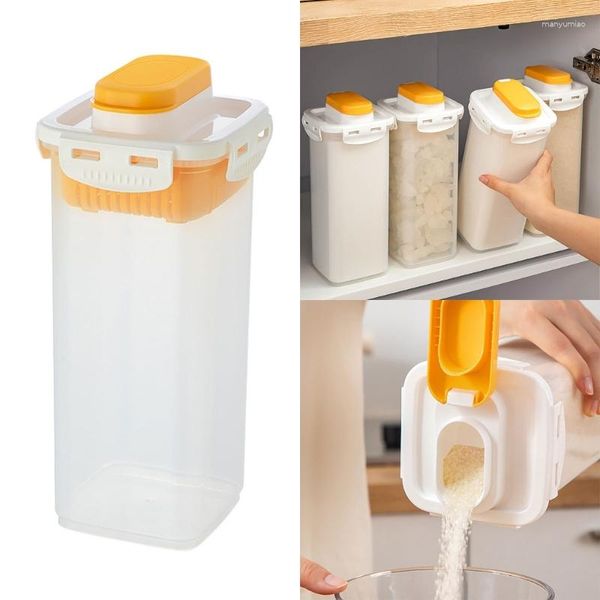 Bouteilles de stockage 652F Récipient en plastique de grande capacité hermétique cuisine pot de nourriture frais étui de conservation pour les céréales fruits secs anti-poussière