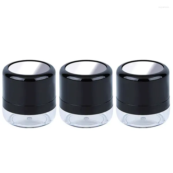 Bouteilles de stockage 6g, pots de poudre noirs vides avec bouffée de miroir, étui d'emballage cosmétique Compact pour bricolage, 24 pièces/lot