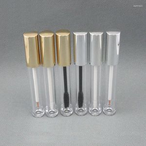 Botellas de almacenamiento 6 ml Tubo de labio transparente Gold/Tapa de plata Sero Gloss/Honey/Mascara/Liner de ojo Gel Líquido Magno Arte cosmético Empaque de uñas