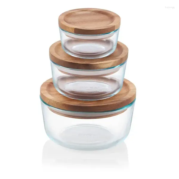 Bouteilles de rangement 6pc en verre rond