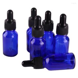 Opslagflessen 6 stks 15 ml blauwe glazen druppelaar met pipet lege parfums vloeibare potten