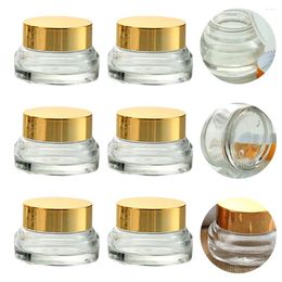 Bouteilles de rangement 6pcs 15 ml de lotion Verre Verre de voyage Récipient de tailles de voyage Small Cosmetics Jar Maquillage (Golden)