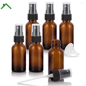 Bouteilles de rangement 6pcs 20ml 20g Verre d'ambre vide Fine brume brouillard rechargeable Travel Cosmetic Liquid Conteneurs pour le nettoyage de maquillage