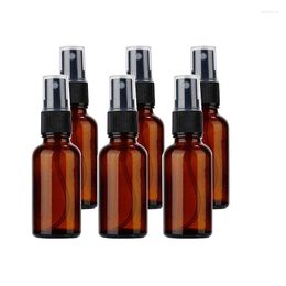 Bouteilles de stockage 6 pièces 20ml verre ambre Fine brume vaporisateur vide rechargeable voyage cosmétique liquide conteneurs pour le nettoyage du maquillage