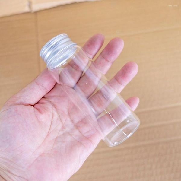 Botellas de almacenamiento 6 uds 37 100mm 80ml tapas de aluminio de vidrio tubo de ensayo frascos de 80CC viales contenedores transparentes botella de regalo de boda al por mayor