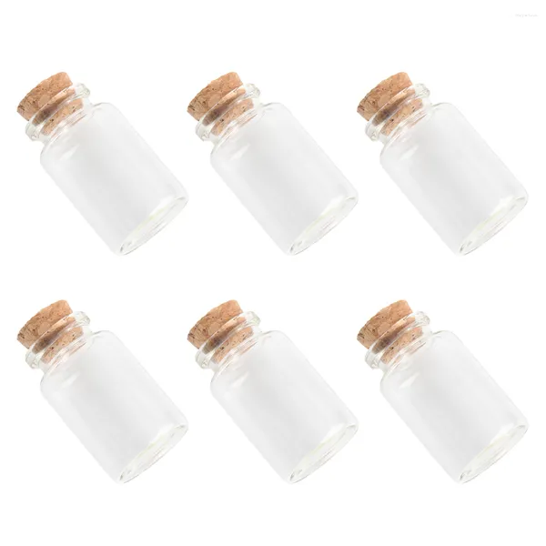 Botellas de almacenamiento 6 uds Tapones de corcho frascos de vidrio frascos claros pequeños deseos botella de contenedor de cocina para manualidades DIY