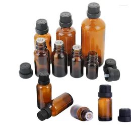 Botellas de almacenamiento 6 piezas 6 ml-30 ml Cilos esenciales de vidrio ámbar recargable para perfume con gotero y tapas reductores de orificio