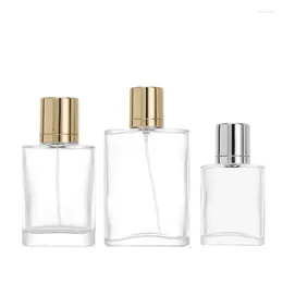 Bouteilles de rangement 6pcs Parfum en verre Recharge Bouteille Gol Silver Lidi Coud Crimp Pompe 30ml 50 ml 100 ml ATOMISIER CARIN