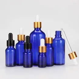 Opslag Flessen 6 stks/partij 5ml 10ml 15ml 20ml 30ml 50ml 100ml donkerblauwe Glazen Fles Met Druppelaar Lege Essentiële Olie