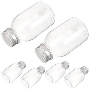 Opslagflessen 6 stks plastic sap met aluminium deksels herbruikbare melkcontainers kleine petten
