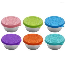 Bouteilles de stockage 6pcs conteneur de vinaigrette durable distributeur de condiments portables boîtes en acier inoxydable étanches pour pique-nique camping