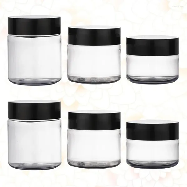 Bouteilles de stockage 6 pièces échantillon vide récipient Pot pots crèmes bouteille avec couvercle pour ombre à paupières bijoux 120 ml 100 ml 60 ml (noir)