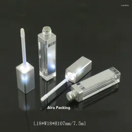 Bouteilles de rangement 7,5 ml 20pcs / lot argent vide vide en acrylique à lèvres tube de brillant bricolage