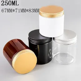 Botellas de almacenamiento 71 mm 83 Jarra de crema de plástico con caja de té de té con perfume de aluminio recipiente cosmético vacío Pot de embalaje de máscara facial 250 ml